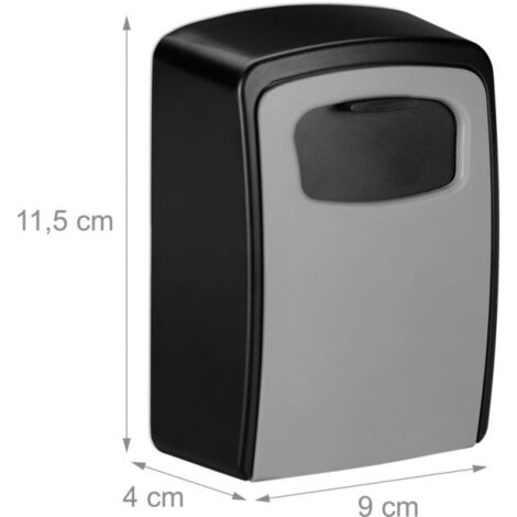 black/silver 117x82x37mm Secure key box, 4 digit code, wall mounting, key storage