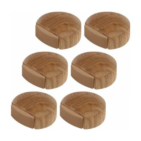6 Pieces Door Stops - Adhesive Wooden Door Stop for Floor and Parquet - Adhesive Door Stop - Door Stopper (Natural Oak)