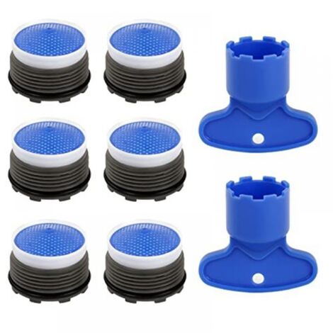 6pcs, M18.5 Aerator, Kitchen Bathroom Nozzle, Plastic Sink Faucet Aerator for Water Saving with 2 Keys (1/4)