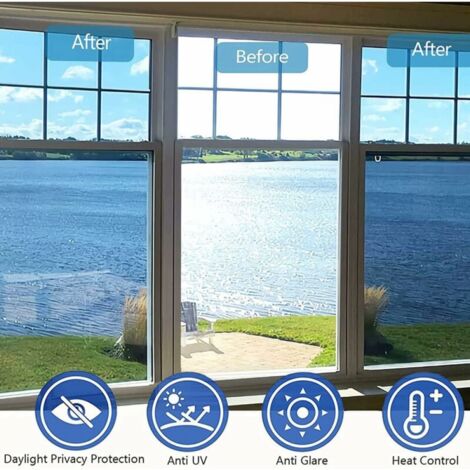 45×300CM Privacy Window Film One Way Mirror Window Film Anti Heat Anti UV Privacy Protection for Home Office Store Window