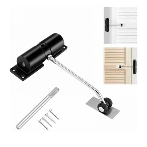 2 Pack Automatic Door Closer, Adjustable Spring Door Closer for Doors up to 30kg, Groom Door Closer with Adjustment Rod, Mounting Plate and Screws for Home Office, Black