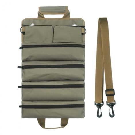 green Roll Up Tool Bag for Men/Women, Durable Waterproof Rolling Tool Organizer, Multifunctional Shoulder Strap, Portable Heavy Duty Trolley Bag (1/5)