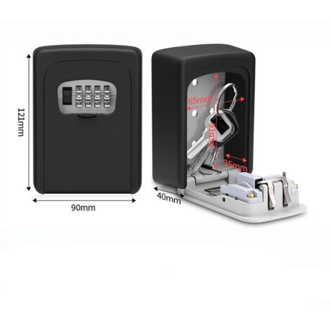 1pc Security Key Box, Black Wall Mounted Key Box, 4 Digit Code Key Box ...