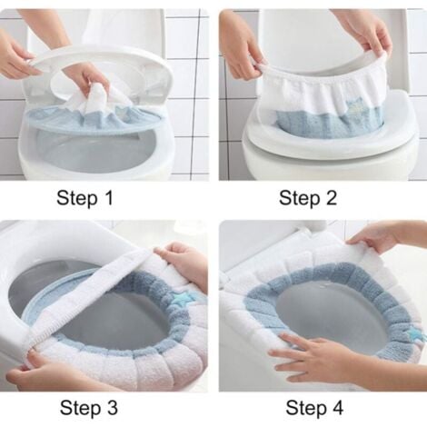 4 Pcs Toilet Seat Cushion Toilet Seat Cushion Fabric Toilet Cover Warm Toilet Mat Cover Stretch Washable Protection Lid for Toilet Seat Universal