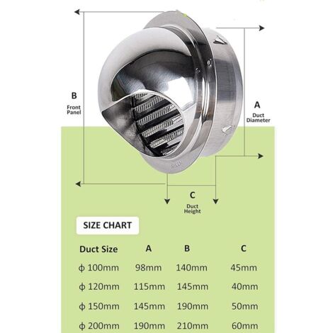 100mm Round Ventilation Grille Hood Vent Grill,304 Stainless Steel Round Hood with/Mesh