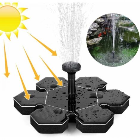 1.5W Solar Fountain, Solar Water Pump, Solar Pond Pump with Battery and 4 Nozzles, Solar Fountain Pump, Mini Floating Fountain for Decorative Garden Pond Fountains