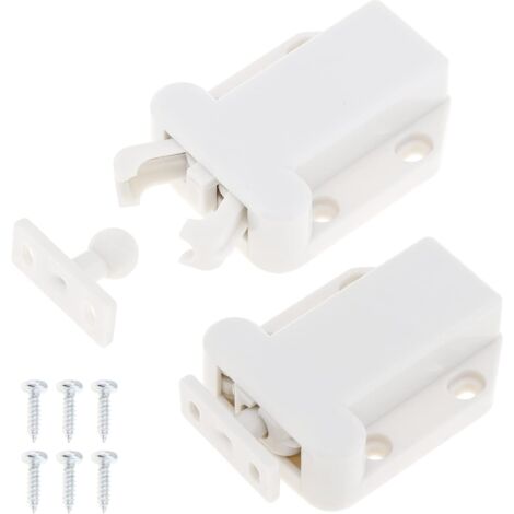6Pcs Push to Open Touch Release Cabinet Latches Non-Magnetic Drawer Catches Cupboard Furniture Door Cabinet Touch Latch,White