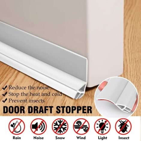 Door Bottom Seal Strip, Adhesive Door Bottom Seal Strip, Self Adhesive Under Door Weather Stripping, Can be Soundproof, Windproof and Insect Resistant (Single-White)