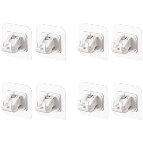 8Pcs White Curtain Rod Bracket No Drilling Rod Holder Transparent Self Adhesive Curtain Rod Holder (1/3)