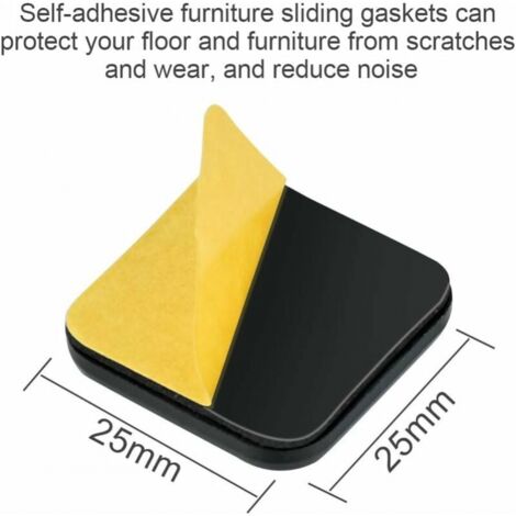 24PCS Self-Adhesive Furniture Sliders, 25×25mm Square Teflon Pads for Chair, Sofa, Desk, Table, Armchair