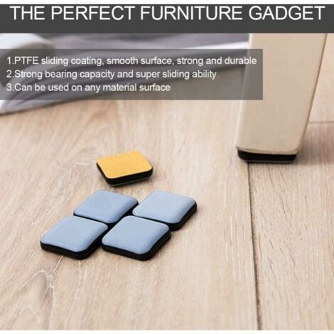 24PCS Self-Adhesive Furniture Sliders, 25×25mm Square Teflon Pads for Chair, Sofa, Desk, Table, Armchair