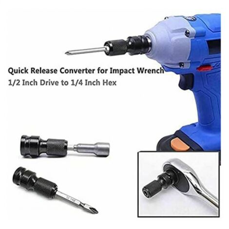 2pcs Black Socket Adapter, 1/2 Square to 1/4 Impact Wrench, Impact