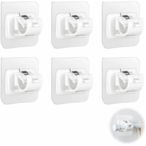 8 Pack Curtain Rod Brackets No Drilling Self Adhesive Rod Holder Transparent,White