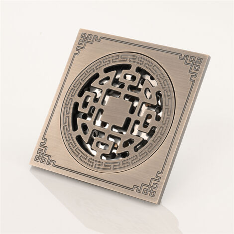 Brass Shower Drain 10x10 Shower Channel Bathroom Anti-Odor Antique ...