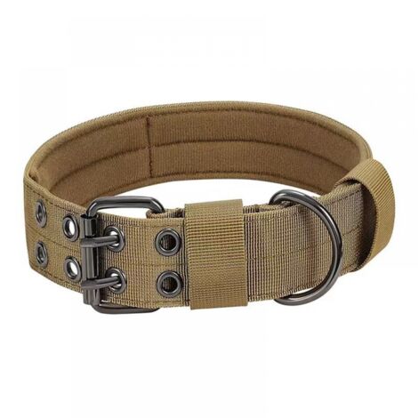 1PC Adjustable Padded Dog Collar Military Brown, L(44-54), Metal Buckle Nylon Dog Collar for Training Medium Large Dogs (1/4)