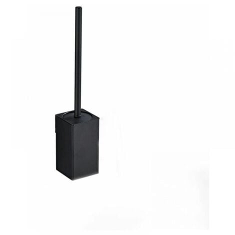 (Black) Space Aluminum Wall Mounted Square Toilet Brush Holder 1 Brush Head, 34.5x8x8cm