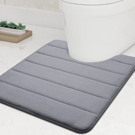50 x 60 cm Memory Foam Bath Mat - Non-Slip Backing - Soft - Water Absorbent - for Toilet and Bathroom, Memory Foam, Grey (1/3)