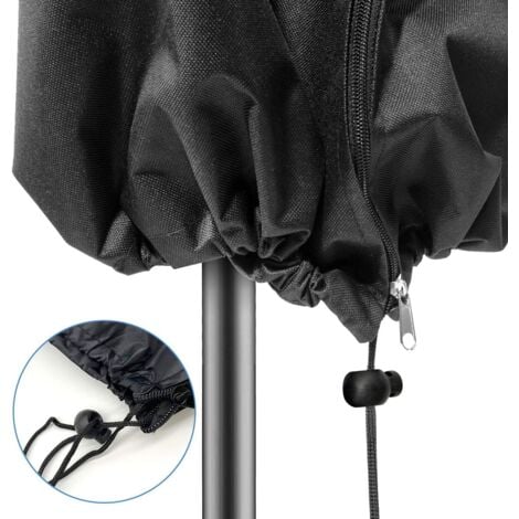 Parasol Cover, Waterproof Windproof Heavy Duty Ripstop 210D Oxford Oversized Cantilever Cover with Zipper (205 x 25/48/57cm) - Black