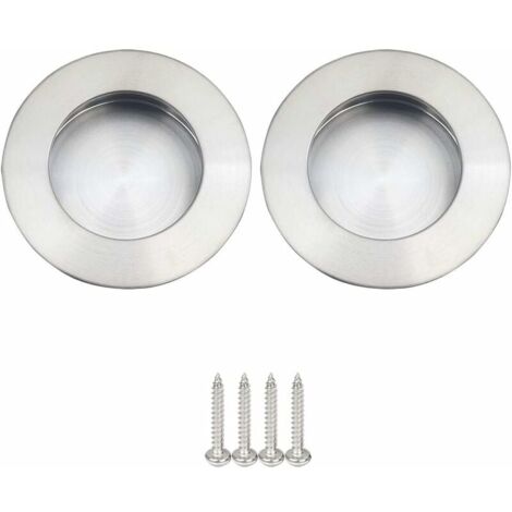 2pcs Round Recessed Handles for Sliding Door Stainless Steel Round Sliding Door Handle Brushed Satin (1/5)