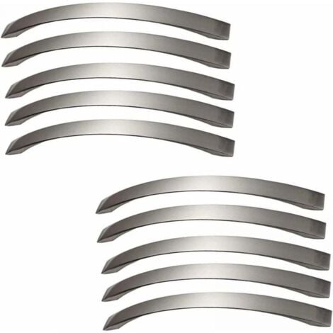 Set of 10 Kitchen Cabinet Handles - Chrome - Brushed Nickel Door Handles Stainless Steel Kitchen Handle Center Distance 160mm