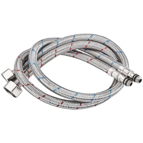 3/8 DN6 80cm Long Connection Hose for Faucets, Compression Threaded Flexible Water Pipe 1 Piece (1 Pair) (1/5)