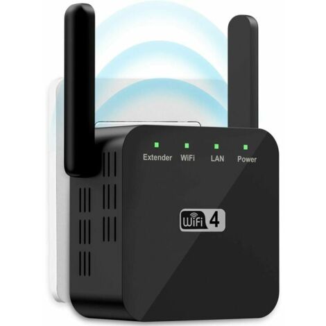 300Mbps 2.4G WiFi Repeater, 1 RJ45 Network Port, Wireless Internet Signal Amplifier, Black