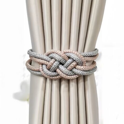 2 Pack Magnetic Curtain Tiebacks, Curtain Clips,Grey+Champagne, Punch-Free Magnetic Curtain Tiebacks, DTY Accessories
