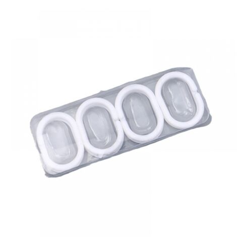 Shower Curtain Rings, Set of 12 Shower Curtain Rings, White, 3x4 cm, for Hanging Shower Curtain on Shower Rod, Small Size, Oval Design, Plastic,