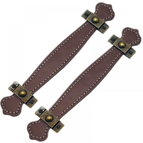 2x- Brown/128mm Leather Drawer Handles Vintage Suitcase Handle Cabinet Furniture Handle with Screws (1/4)