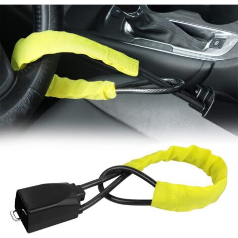 (Yellow)Anti-theft Car Steering Wheel Lock, Anti-theft Auto Security, Universal Anti-theft Protection for Vehicle Motorhome Van Truck SUV Heavy Duty, Universal Fit, 2 Keys