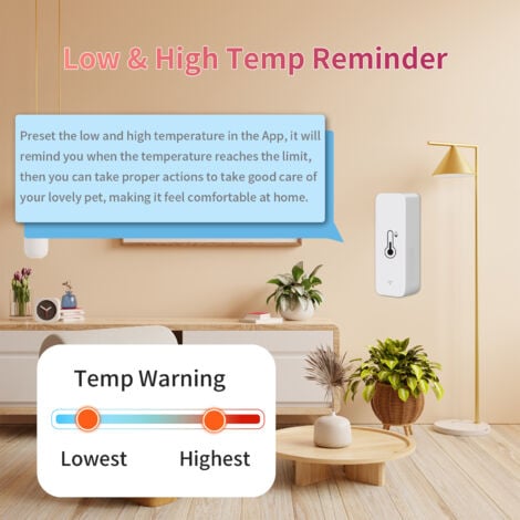 WiFi Thermometer Hygrometer Sensor, Wireless Temperature and Humidity Monitor for Home, Real-Time Remote Monitoring Smart Thermohygrometer with Data Storage