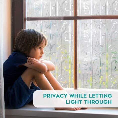 1PC Blackout Window Film, 45x200CM, Privacy Window Film, Bamboo Pattern Window Film, Anti-UV Privacy Screen, No Glue Electrostatic Window Film