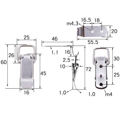 4 Pack 90 Degree Stainless Steel Spring Toggle Latches - With Locking Hole For Cabinets, Toolboxes & Cases (90mm)