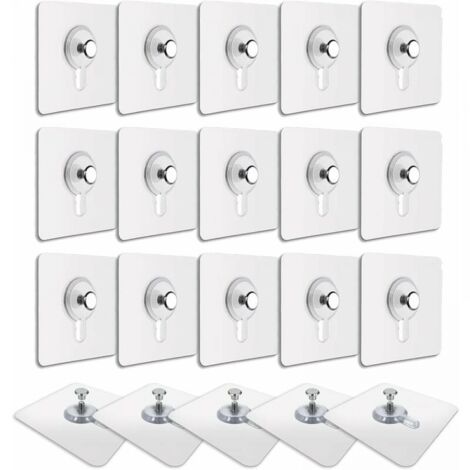 20 Pcs Picture Hooks without Drilling, Frame Fixing without Drilling, Frame Hook without Drilling Waterproof Adhesive Removable Anti-trace Sticker, Transparent Adhesive Picture Hook