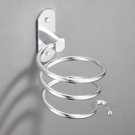 1PC(Silver)Hair Dryer Holder Aluminum Wall Mounted Hair Dryer Bracket Cable Holder for Kitchen Bathroom Bathroom Accessories