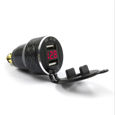 Motorcycle usb mobile phone charger European plug for BMW Ducati metal voltage display car charger