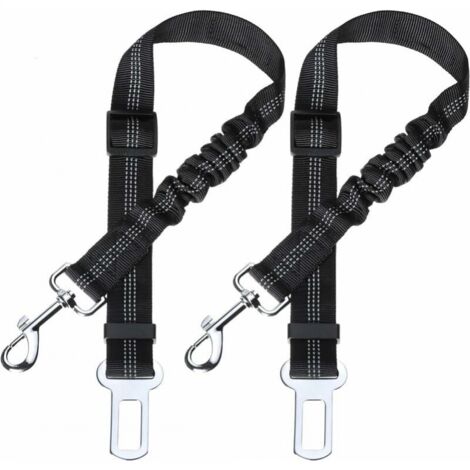 2-Pack Dog Seat Belt with Bungee Shock Absorber and Heavy Duty Carabiner, Adjustable Dog Belt, Highest Safety Level for All Breeds of Dogs and Cats, Black (1/5)