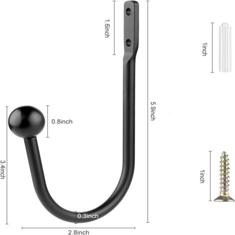 4 Pieces Curtain Drapery Holdbacks Decorative Window Hooks Curtain Tiebacks Metal Curtain Holdback Hooks for Heavy and Light Curtain Hooks Hook - Black