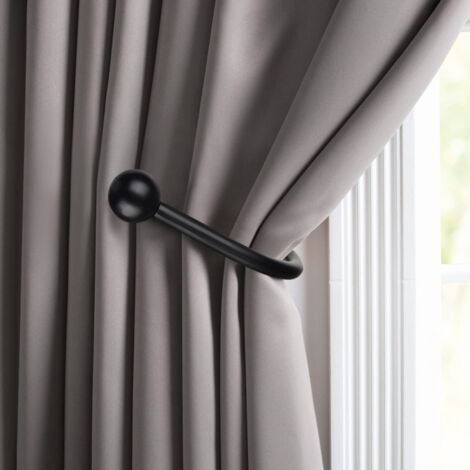 4 Pieces Curtain Drapery Holdbacks Decorative Window Hooks Curtain Tiebacks Metal Curtain Holdback Hooks for Heavy and Light Curtain Hooks Hook - Black