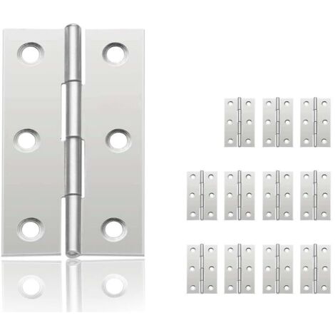 12Pcs Small Door Hinges, Stainless Steel Hinge, DIY Door Hinges for Cupboard Door Piano Hinge Jewelry Boxes Home Furniture Hardware Cabinet(44mm32mm)