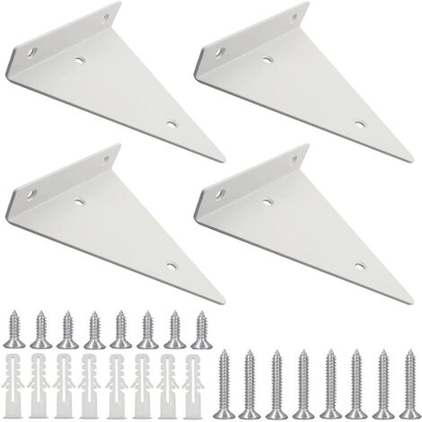 White 3" Triangle Shelf Brackets, 4 Pack Heavy Duty Iron Wall Mount ...
