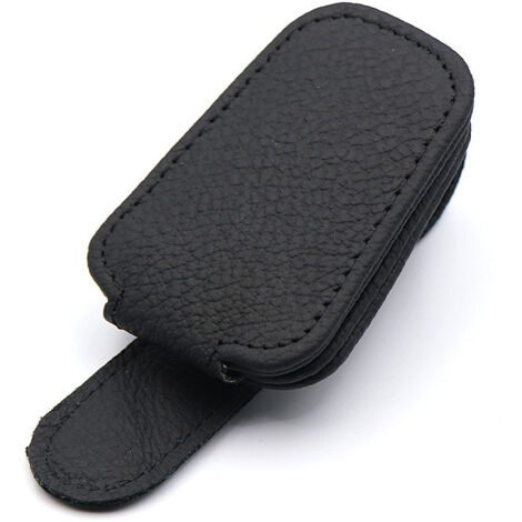 Car Sun Visor Sunglasses Holder, Magnetic Leather Eyeglass Holder with Card Clip Sunglasses Extender for Car Car Accessories (Black)