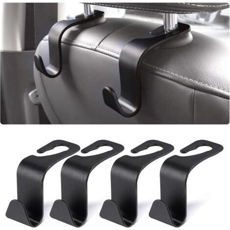 4 Pieces Car Headrest Hooks, Seat Back Hooks, Car Storage Hooks, for Handbags Purses Coats Grocery Bags (Black)