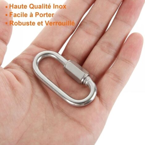 50PCS 2 Inches Chain Quick Links, M5 Galvanized Steel Thread Heavy Duty Carabiner Clips, 3/16" Locking Carabiners Connectors For Hammock, Camping, Pet Leash, Key Chain, Gym, 650 Lbs Capacity
