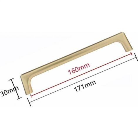 2 Pieces Brushed Brass Kitchen Drawer Door Handles, Furniture Door Handle, Modern Hardware Drawer Pull for Kitchen, Bedroom, Wardrobe, Center Distance 160 mm