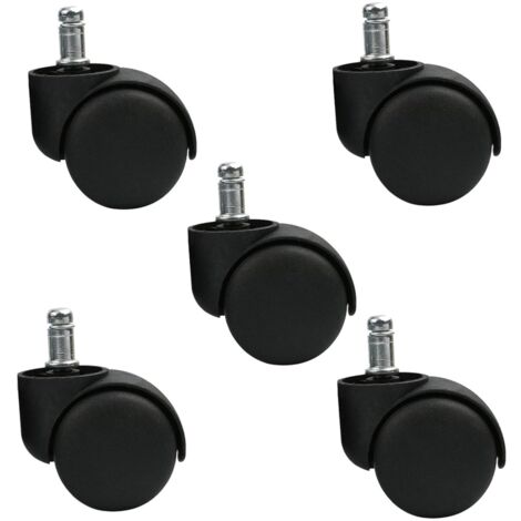Set of 5 Swivel Casters for Stool or Office Chair - Black - Quiet Wheels, Quiet Office Chair Casters, Computer Chair Accessories
