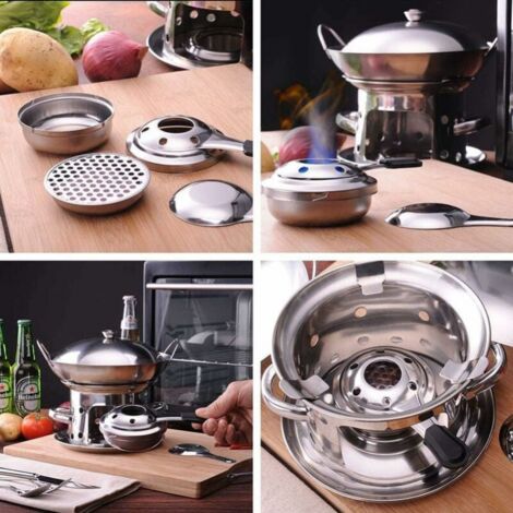1 Pack Mini Portable Stainless Steel Alcohol Stove for Camping Hiking Tea Coffee Hot Drinks