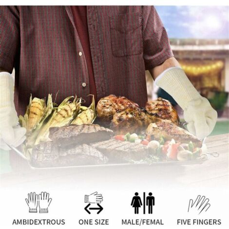 1 Pair Barbecue Gloves Heat Resistant Glove Universal Size Grill - Kitchen Gloves Resists up to 500°C Oven Gloves for BBQ, Grilling, Baking, Fireplace, Welding Gloves