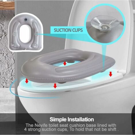 Inflatable Toilet Seat Cushion Donut Shape Raised Cushion Adjustable Height Toilet Seat Tailbone Pain Relief
