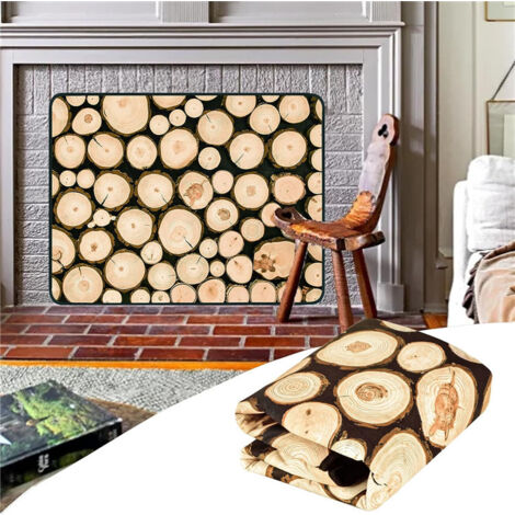 Magnetic Fireplace Mantel, Fireplace Barrier Cover Can Prevent Heat Loss At Night 86x115cm-Woodpile